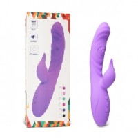 Rabbit Vibrator with Double Tapping Function, 7 Tapping & 7 Vibrating Functions, Silicone, PURPLE